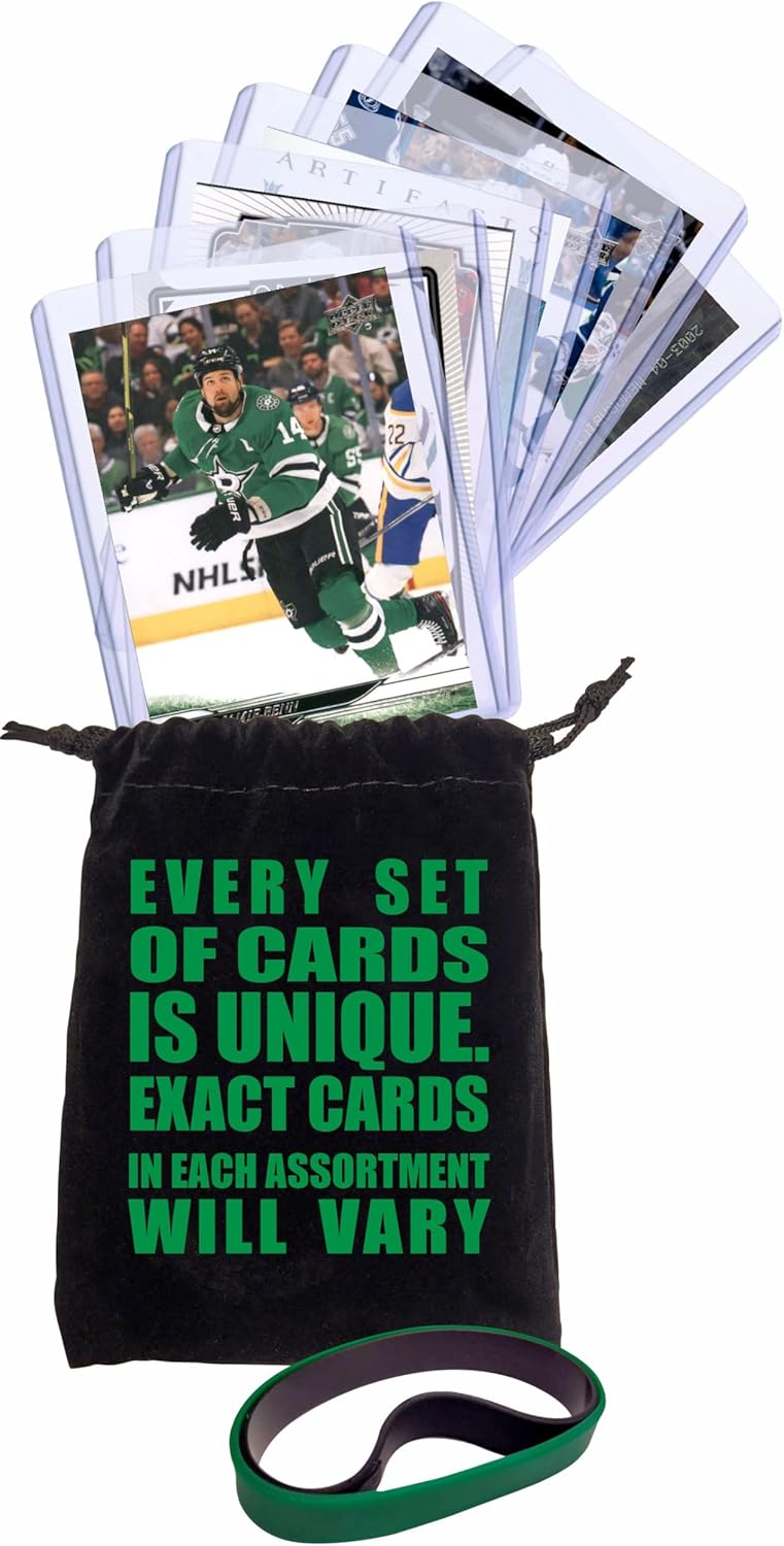 Chaser Dallas Stars Cards: Jamie Benn, Tyler Seguin, Miro Heiskanen, Jake Oettinger, Roope Hintz, Esa Lindell, Mike Modano ASSORTED Hockey Stars & GOATs Trading Card & Wristbands Gift Pack - Image 5
